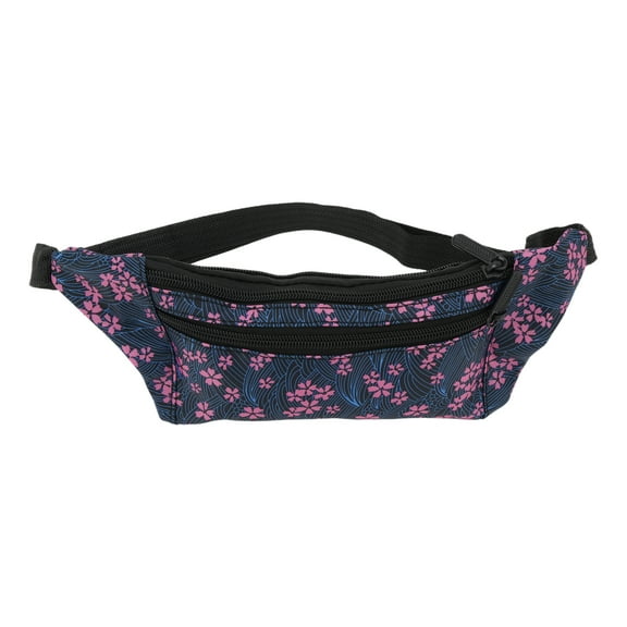 Unique Bargains 1 Pc Fanny Pack Outdoor Ditsy Flower Waist Bag Blue Pink