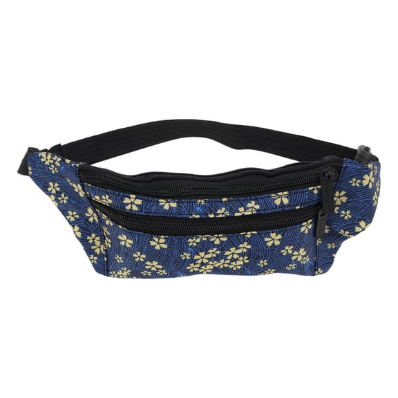 Unique Bargains 1 Pc Fanny Pack Outdoor Flower Waist Bag Blue Khaki