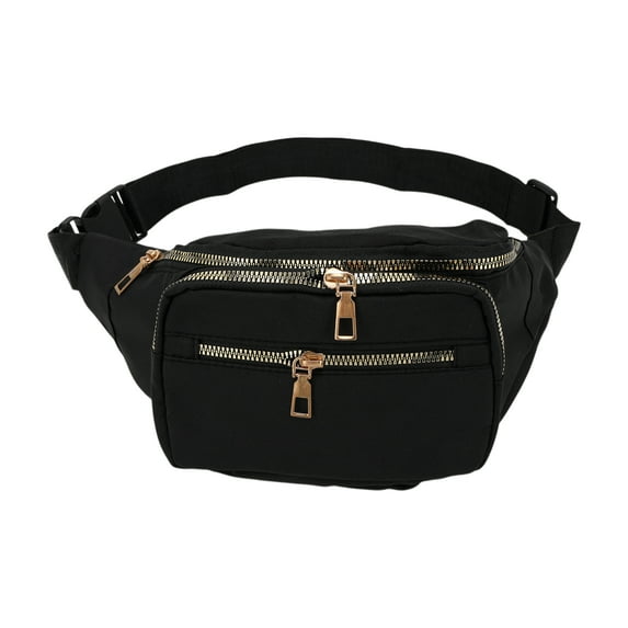 Unique Bargains 1 Pc Fanny Pack Solid Waist Bag Black