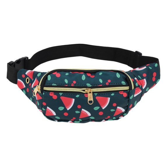 Unique Bargains 1 Pc Fanny Pack Watermelon Pattern Waist Bag Blue