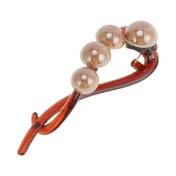 Unique Bargains 1 Pc Fashion 4 Beads Hair Clips for Home Coffee Color Dark Brown