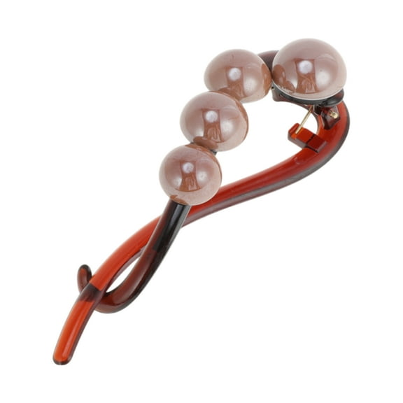 Unique Bargains 1 Pc Fashion 4 Beads Hair Clips for Home Dark Coffee Color