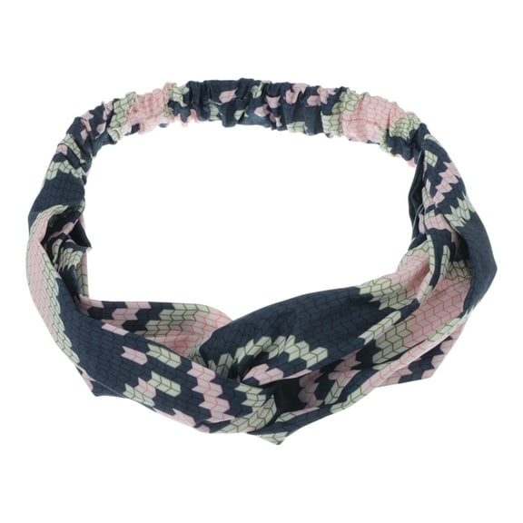 Unique Bargains 1 Pc Fashion Arrow Pattern Cross Elastic Hairband for Women Navy Blue