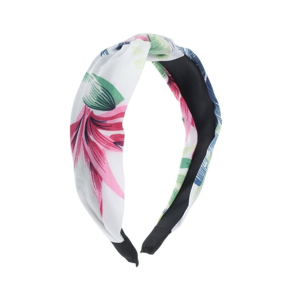 Unique Bargains 1 Pc Fashion Banana Leaf Pattern Headbands for Women White