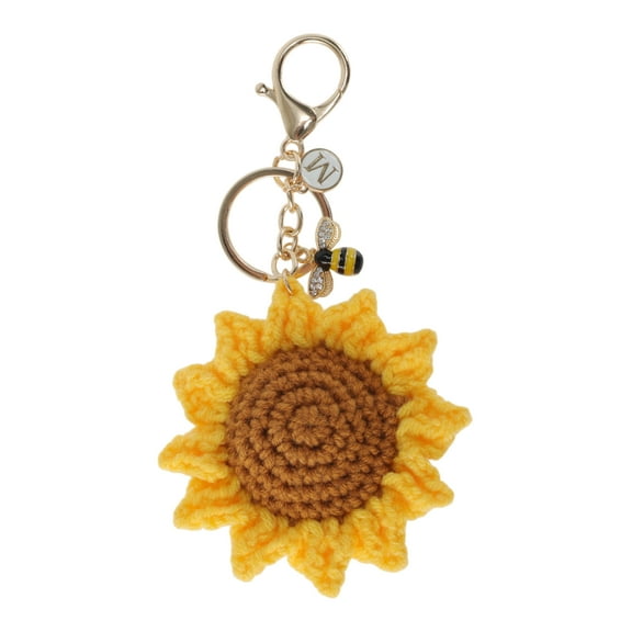 Unique Bargains 1 Pc Fashion Bees Daisys with Round Buckle Handbag Charm Bag Accessories Orange Yellow