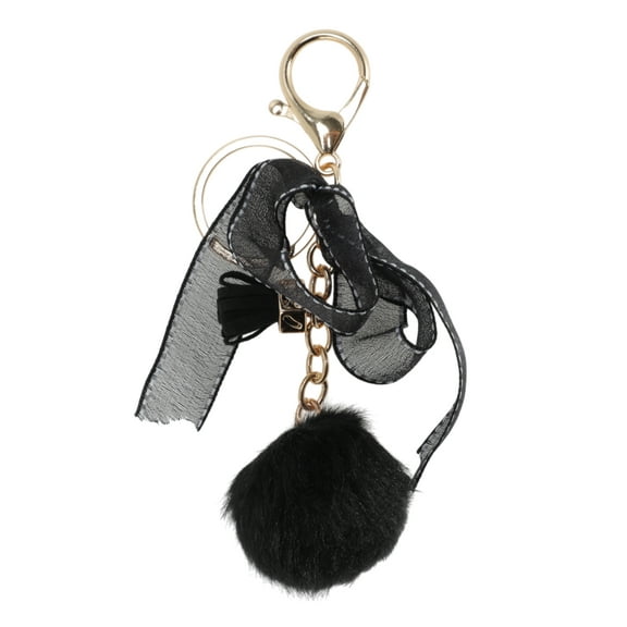 Unique Bargains 1 Pc Fashion Bow Ball Handbag Charm Bag Accessories Black