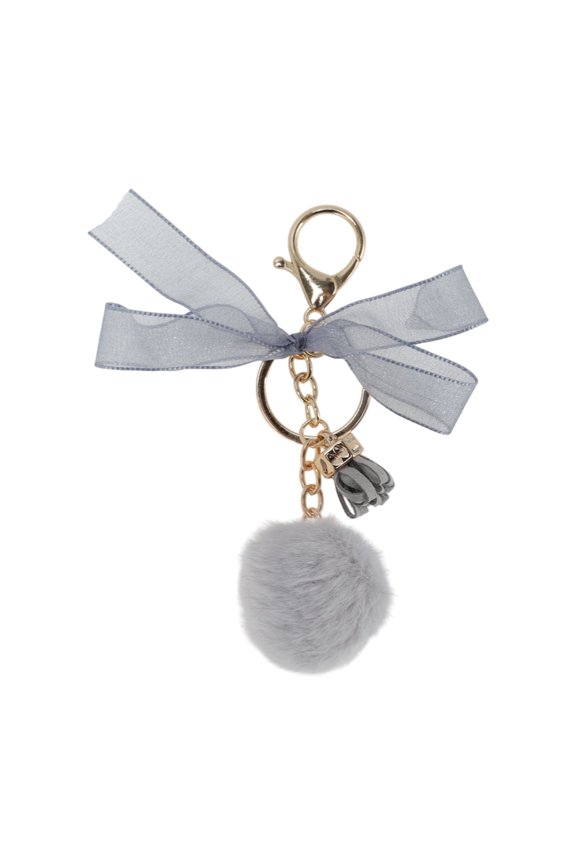 1 Pc Fashion Bow Ball Handbag Charm Bag Accessories Gray
