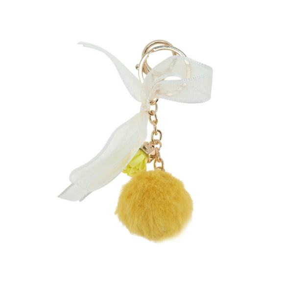 Unique Bargains 1 Pc Fashion Bow Ball Handbag Charm Bag Accessories Yellow