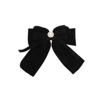 Unique Bargains 1 Pc Fashion Bow Pearl Ribbon Spring Hair Clips Black