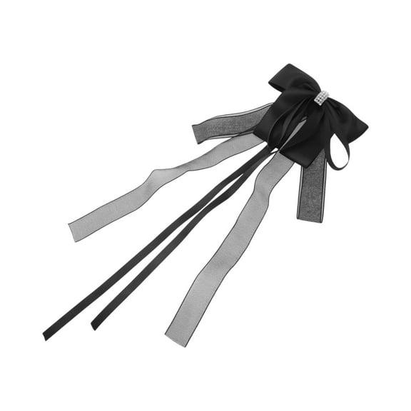 Unique Bargains 1 Pc Fashion Bow Ribbon Hair Clips Hairdo Clip Black