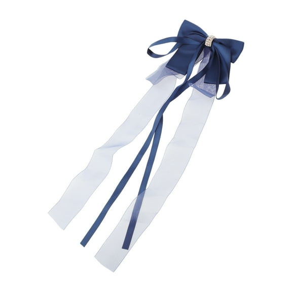 Unique Bargains 1 Pc Fashion Bow Ribbon Hair Clips Hairdo Clip Navy Blue