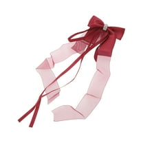 Unique Bargains 1 Pc Fashion Bow Ribbon Hair Clips Hairdo Clip Wine Red