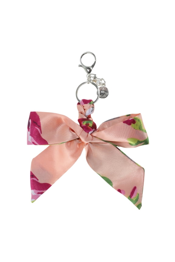 1 Pc Fashion Bow Scarf Floral Print Handbag Charm Bag Accessories Orange Pink