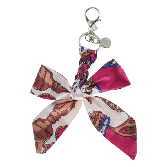 Unique Bargains 1 Pc Fashion Bow Scarf Handbag Charm Bag Accessories Beige