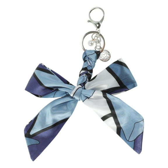 Unique Bargains 1 Pc Fashion Bow Scarf Handbag Charm Bag Accessories Blue
