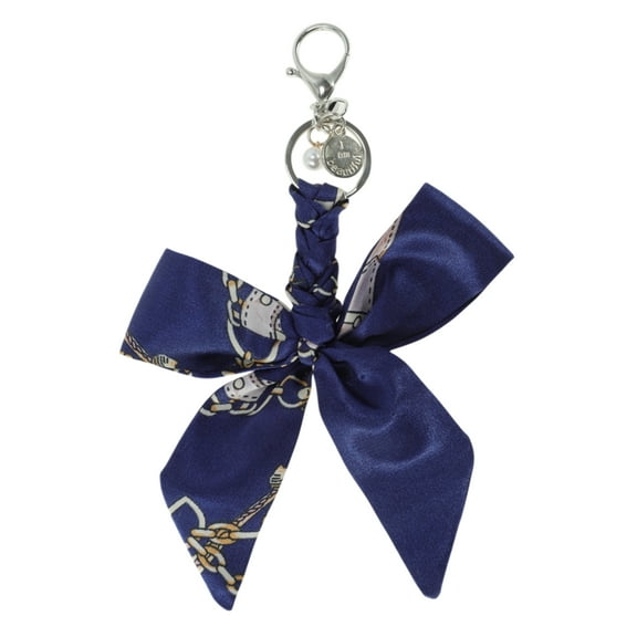 Unique Bargains 1 Pc Fashion Bow Scarf Handbag Charm Bag Accessories Deep Blue