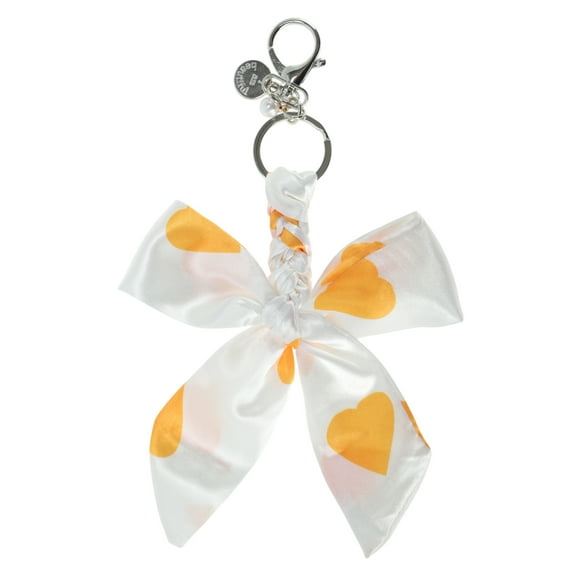 Unique Bargains 1 Pc Fashion Bow Scarf Heart Print Handbag Charm Bag Accessories Yellow