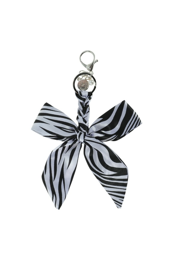 1 Pc Fashion Bow Scarf Zebra Print Handbag Charm Bag Accessories Black White