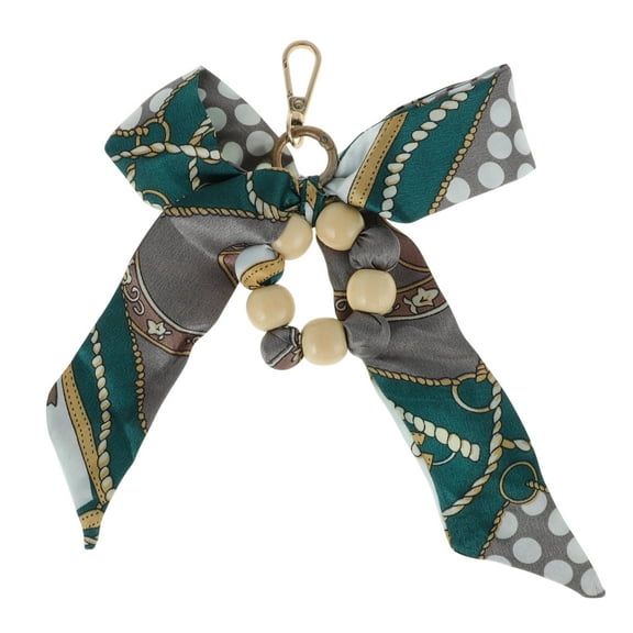 Unique Bargains 1 Pc Fashion Bow Wooden Beads Bag Charm Handbag Accessories Gray