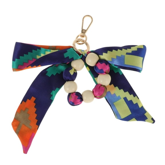 Unique Bargains 1 Pc Fashion Bow Wooden Beads Bag Charm Handbag Accessories Rose Red, Blue