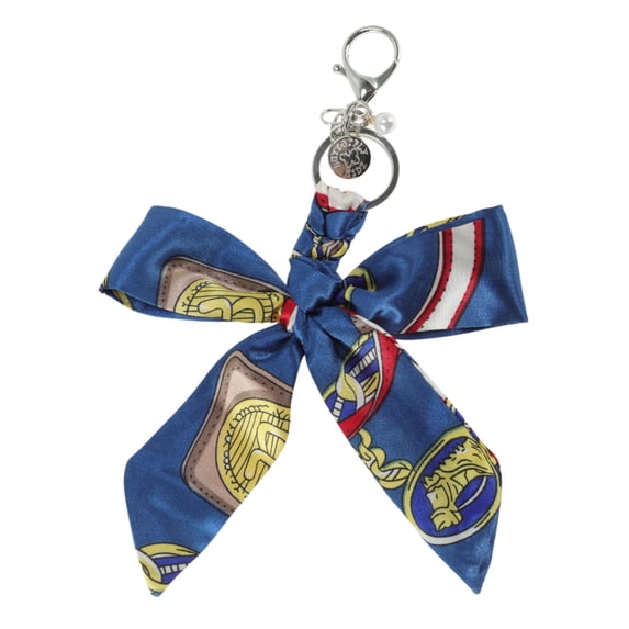 Unique Bargains 1 Pc Fashion Bow-knot Scarf Handbag Charm Bag Accessories Blue