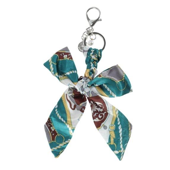 Unique Bargains 1 Pc Fashion Bow-knot Scarf Handbag Charm Bag Accessories Green