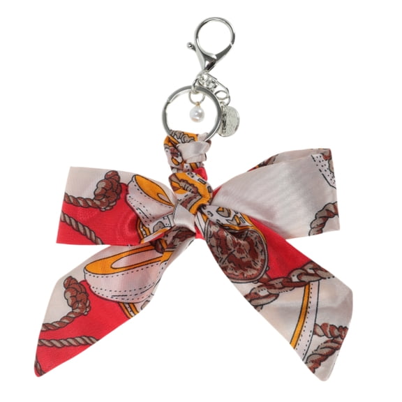 Unique Bargains 1 Pc Fashion Bow-knot Scarf Handbag Charm Bag Accessories Red
