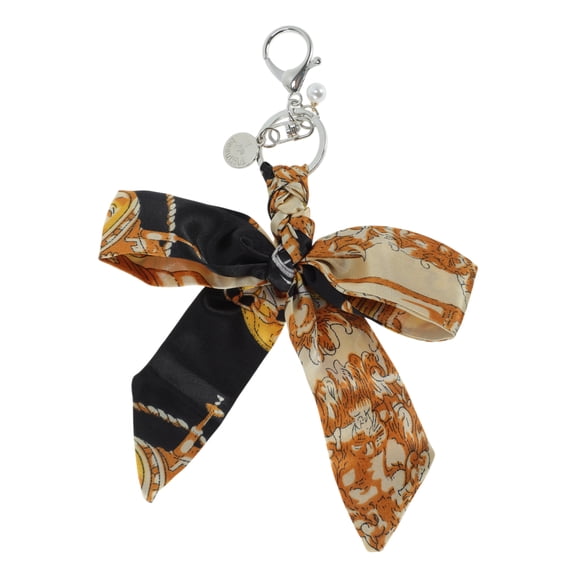 Unique Bargains 1 Pc Fashion Bow-knot Scarf Handbag Charm Bag Accessories Yellow