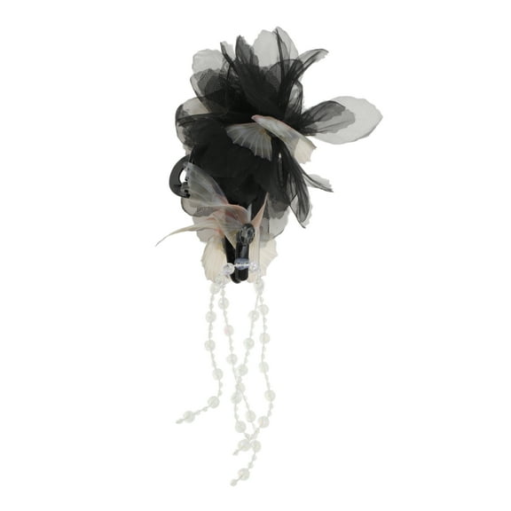 Unique Bargains 1 Pc Fashion Butterfly Tassel Hair Clips Hairdo Clip Black