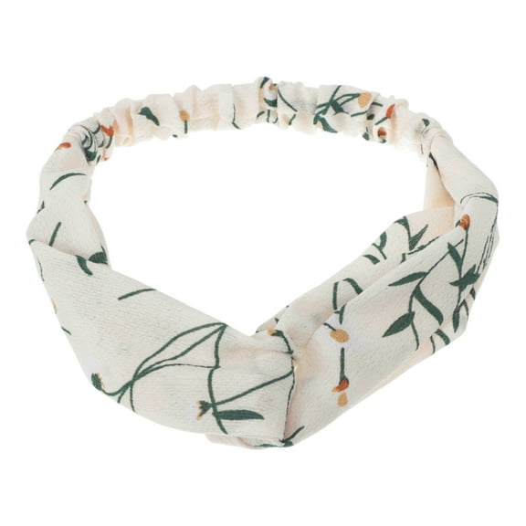 Unique Bargains 1 Pc Fashion Chrysanthemum Pattern Cross Elastic Hairband for Women Beige