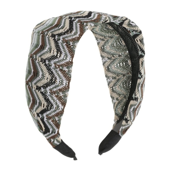 Unique Bargains 1 Pc Fashion Colorful Wave Wide Headbands for Women Green