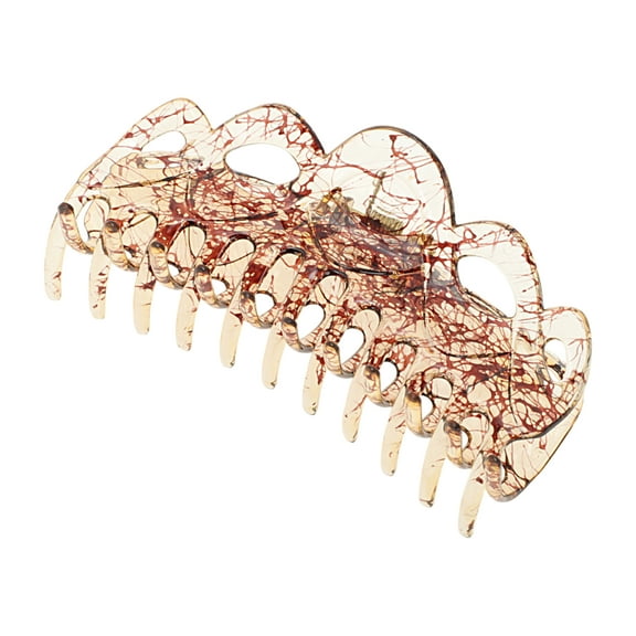 Unique Bargains 1 Pc Fashion Corrugated Edge Hair Clips Hairdo Clip Light Brown