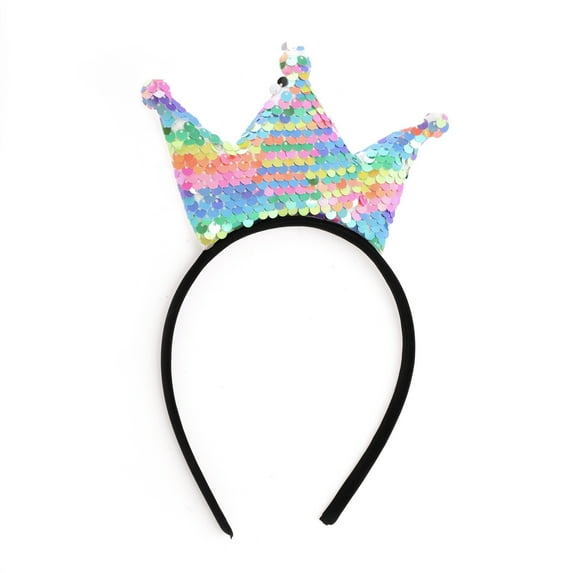 Unique Bargains 1 Pc Fashion Crown Sequins Headband for Women for Girls Pink Assorted Color