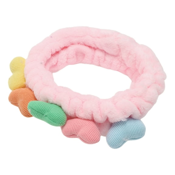 Unique Bargains 1 Pc Fashion Cute Plush Heart-shaped Headwrap for Women 7.87"x2.36" Pink