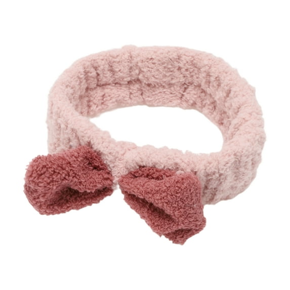 Unique Bargains 1 Pc Fashion Cute Plush Washing Face Headwrap for Women for Girls 6.69"x2.17" Pink Red
