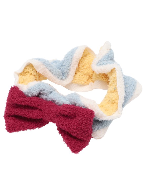 1 Pc Fashion Cute Plush Washing Face Knot Bow Headwrap for Women 8.27"x2.76" Blue Red