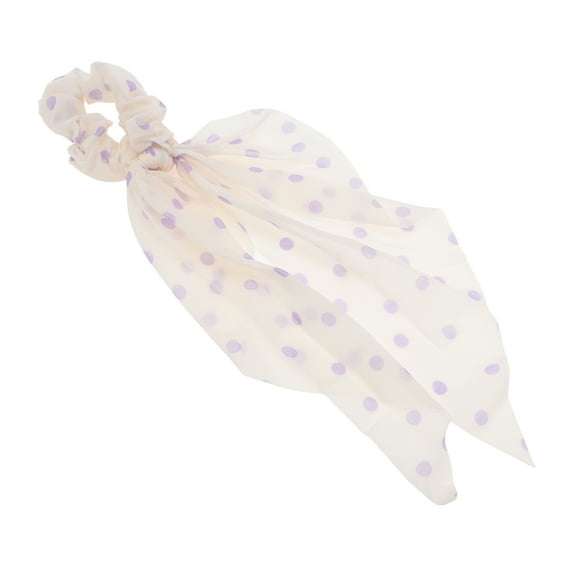 Unique Bargains 1 Pc Fashion Dots Hair Scrunchies Hair Ties Beige, Purple