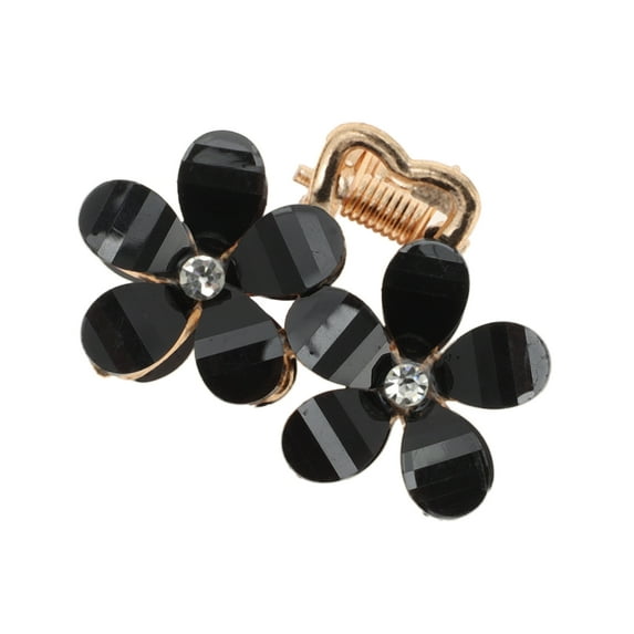 Unique Bargains 1 Pc Fashion Double Flower Hair Clips Hairdo Clip Grey