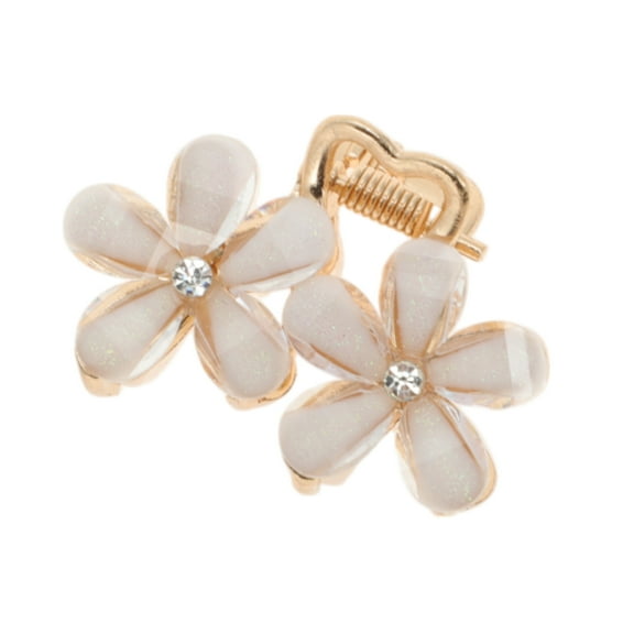 Unique Bargains 1 Pc Fashion Double Flower Hair Clips Hairdo Clip White
