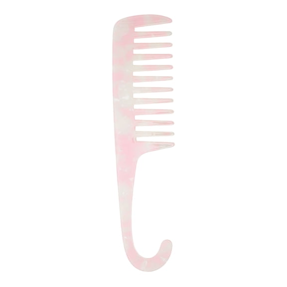 Unique Bargains 1 Pc Fashion Durable Wide Tooth Comb Pink White Acetate Sheet
