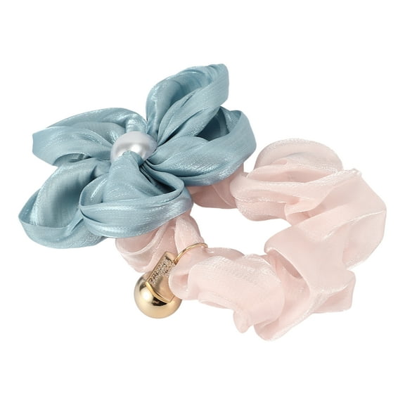 Unique Bargains 1 Pc Fashion Elegant Flowers Hair Scrunchies for Women for Girls Pink Blue