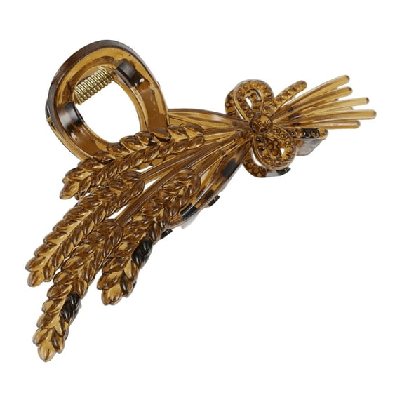 Unique Bargains 1 Pc Fashion Elegant Large Wheat Ear Hair Clips for Women 4.13"x1.97"x1.57" Brown