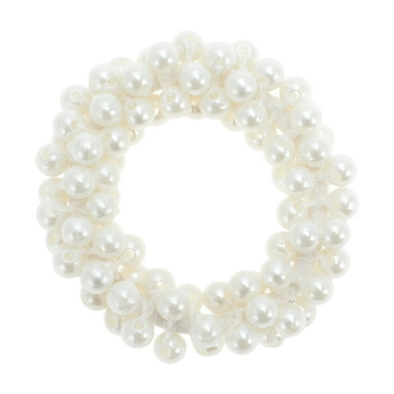 Unique Bargains 1 Pc Fashion Faux Pearls Hair Elastic Band White