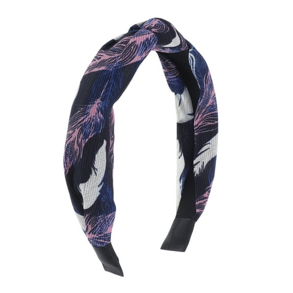 Unique Bargains 1 Pc Fashion Feather Pattern Headbands for Women Navy Blue