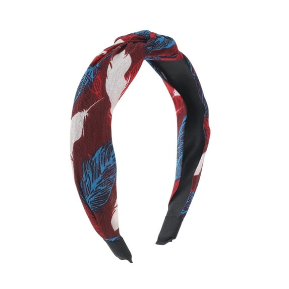 Unique Bargains 1 Pc Fashion Feather Pattern Headbands for Women Wine Red