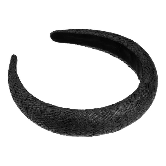 Unique Bargains 1 Pc Fashion Foam Raffia Straw Headband for Women for Girls 5.91"x1.18" Black