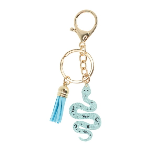 Unique Bargains 1 Pc Fashion Glitters Snake Tassel Handbag Charm Bag Accessories Light Blue