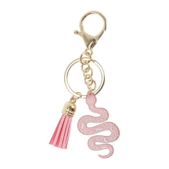 Unique Bargains 1 Pc Fashion Glitters Snake Tassel Handbag Charm Bag Accessories Light Pink