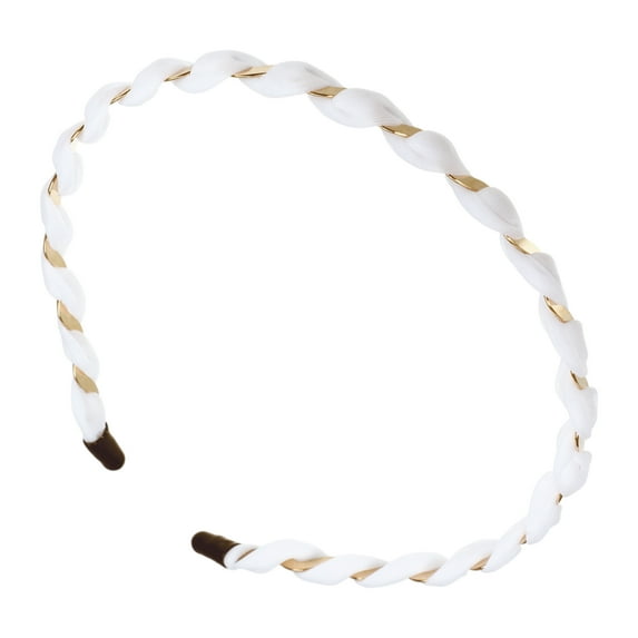 Unique Bargains 1 Pc Fashion Grace Mesh Fine Twist Headband for Girls for Women 4.92" ID White