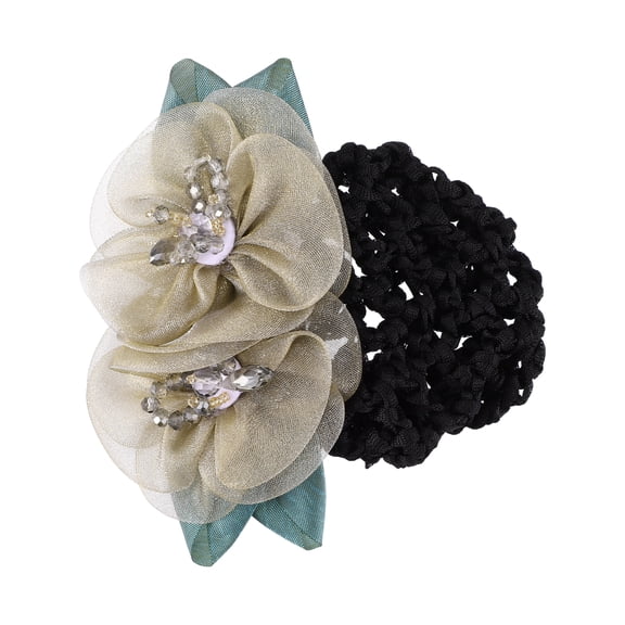 Unique Bargains 1 Pc Fashion Hair Net Bag Hairdo Clip for Women 4.72"x2.56"x1.38" Champagne